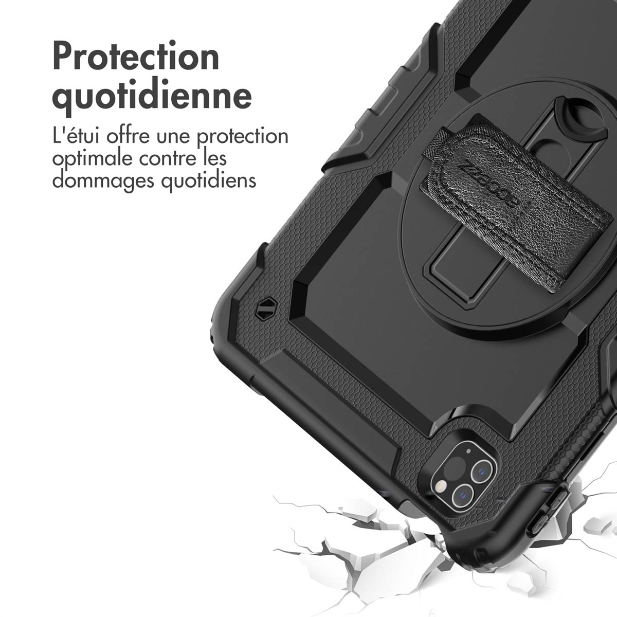 Accezz Rugged Backcover met schouderstrap Apple iPad Air 5 (2022) / Air 4 (2020) - Zwart - Afbeelding 6