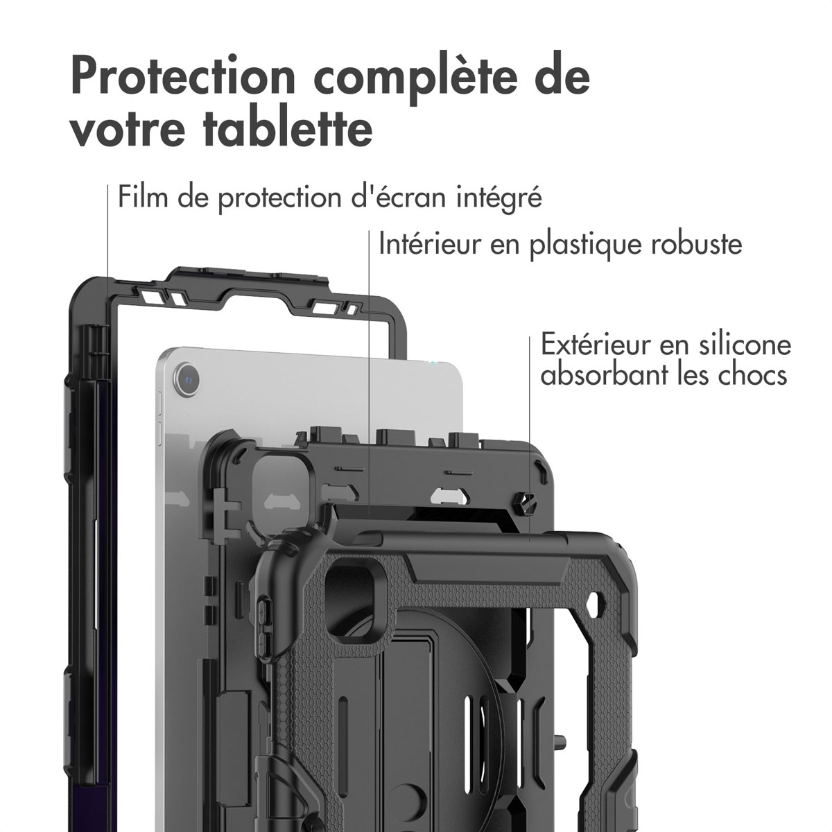 Accezz Rugged Backcover met schouderstrap Apple iPad Air 5 (2022) / Air 4 (2020) - Zwart - Afbeelding 7