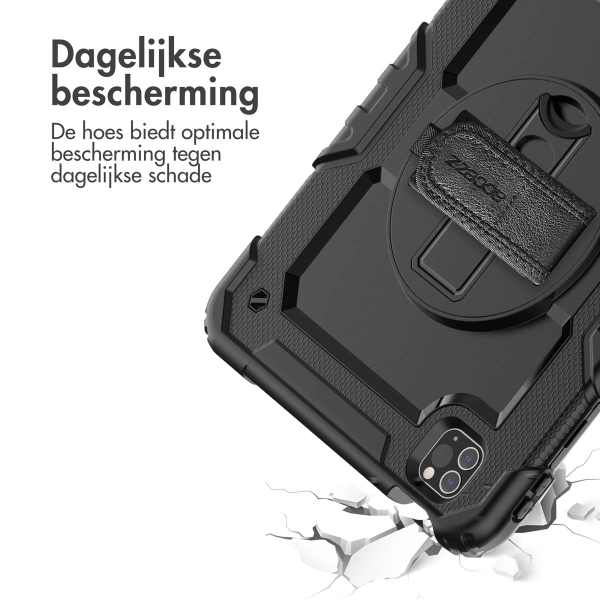 Accezz Rugged Backcover met schouderstrap Apple iPad Air 5 (2022) / Air 4 (2020) - Zwart - Afbeelding 4