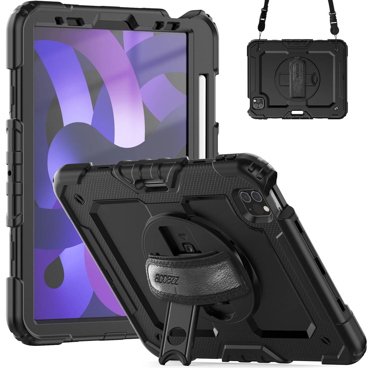 Accezz Rugged Backcover met schouderstrap Apple iPad Air 5 (2022) / Air 4 (2020) – Zwart