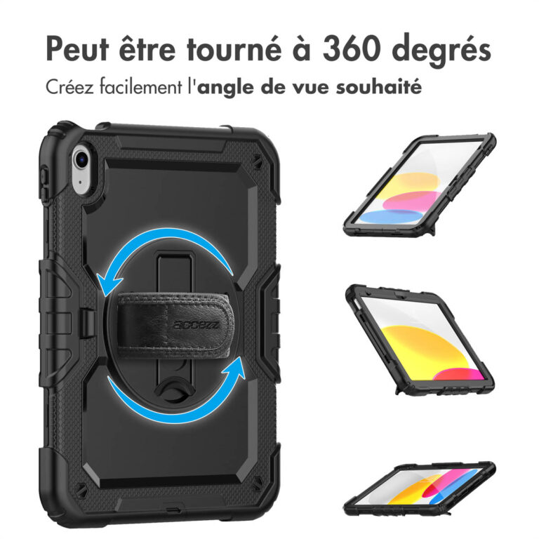 Accezz Rugged Backcover met schouderstrap Apple iPad 11 (2025) 11 inch / iPad 10 (2022) 10.9 inch - Zwart - Afbeelding 9
