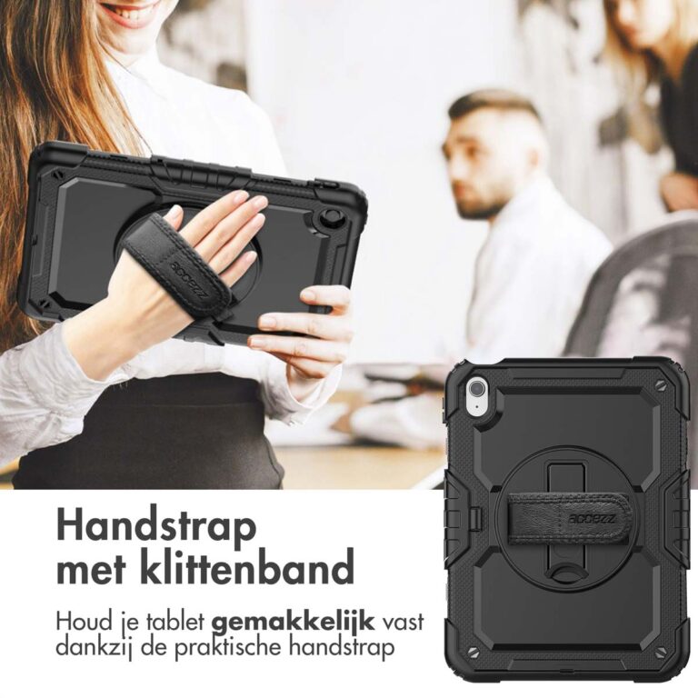 Accezz Rugged Backcover met schouderstrap Apple iPad 11 (2025) 11 inch / iPad 10 (2022) 10.9 inch - Zwart - Afbeelding 5