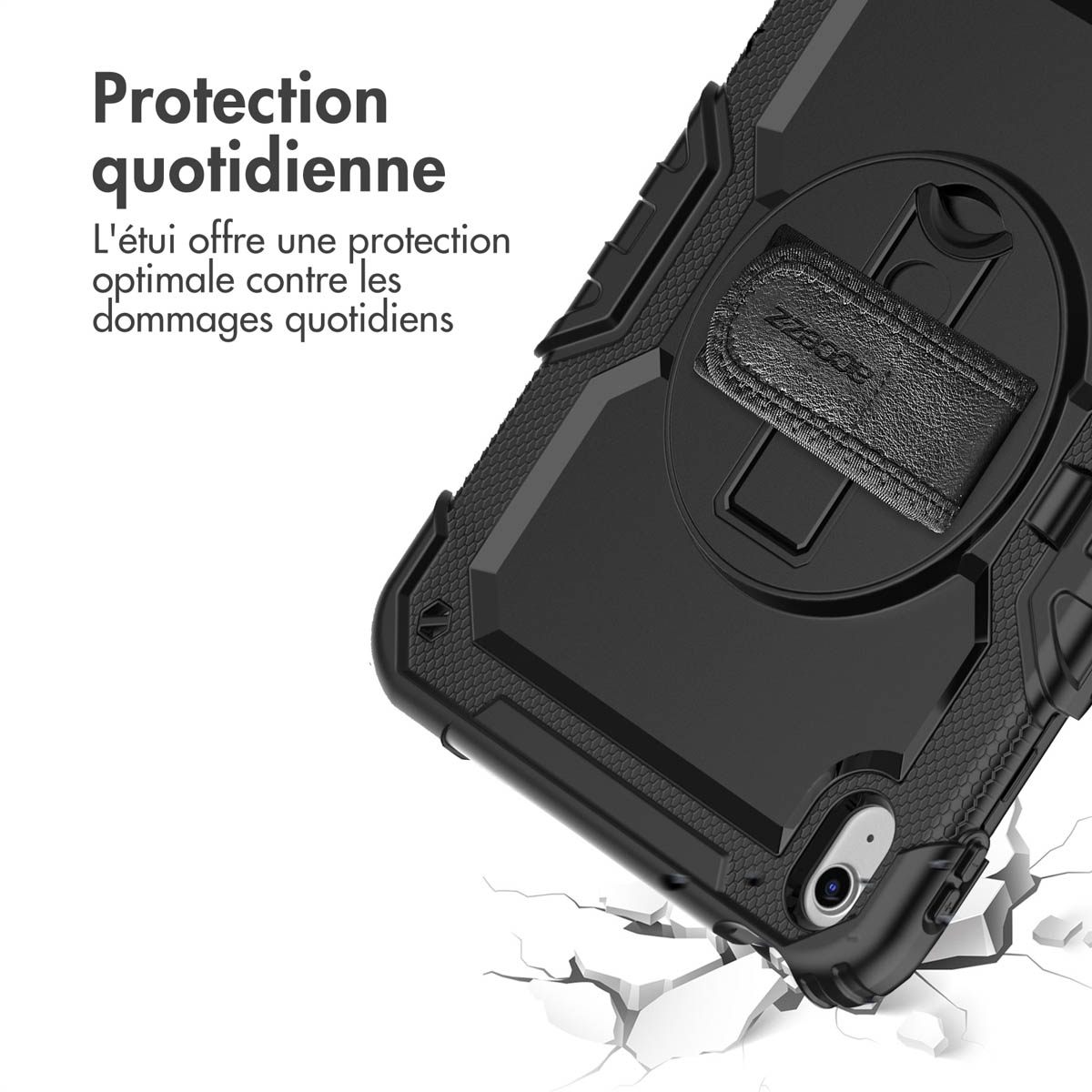 Accezz Rugged Backcover met schouderstrap Apple iPad 11 (2025) 11 inch A16 / iPad 10 (2022) 10.9 inch - Zwart - Afbeelding 4