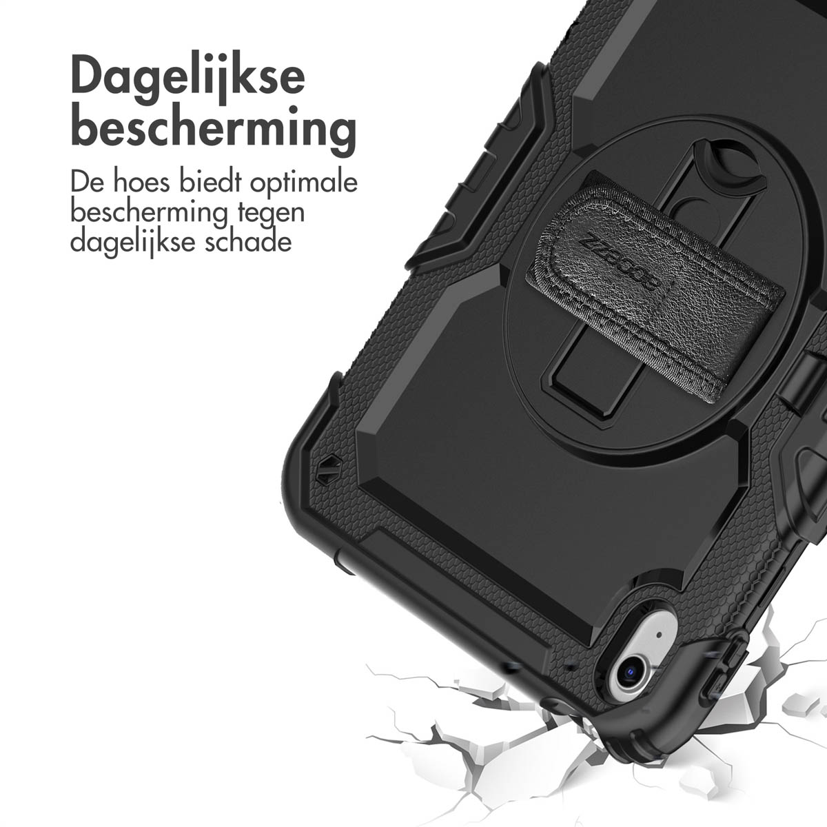 Accezz Rugged Backcover met schouderstrap Apple iPad 11 (2025) 11 inch A16 / iPad 10 (2022) 10.9 inch - Zwart - Afbeelding 6