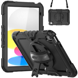 Accezz Rugged Backcover met schouderstrap Apple iPad 11 (2025) 11 inch / iPad 10 (2022) 10.9 inch - Zwart
