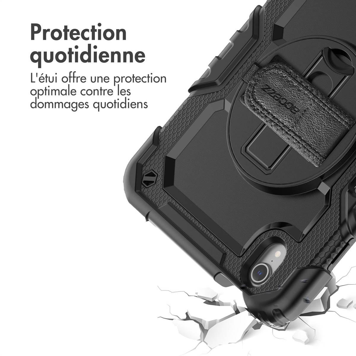 Accezz Rugged Backcover met schouderstrap Apple iPad Mini 7 (2024) / iPad Mini 6 (2021) - Zwart - Afbeelding 5