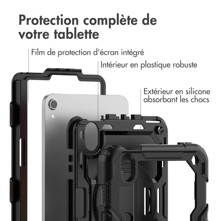 Accezz Rugged Backcover met schouderstrap Apple iPad Mini 7 (2024) / iPad Mini 6 (2021) - Zwart - Afbeelding 9