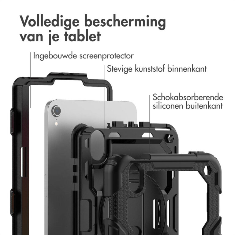 Accezz Rugged Backcover met schouderstrap Apple iPad Mini 7 (2024) / iPad Mini 6 (2021) - Zwart - Afbeelding 4