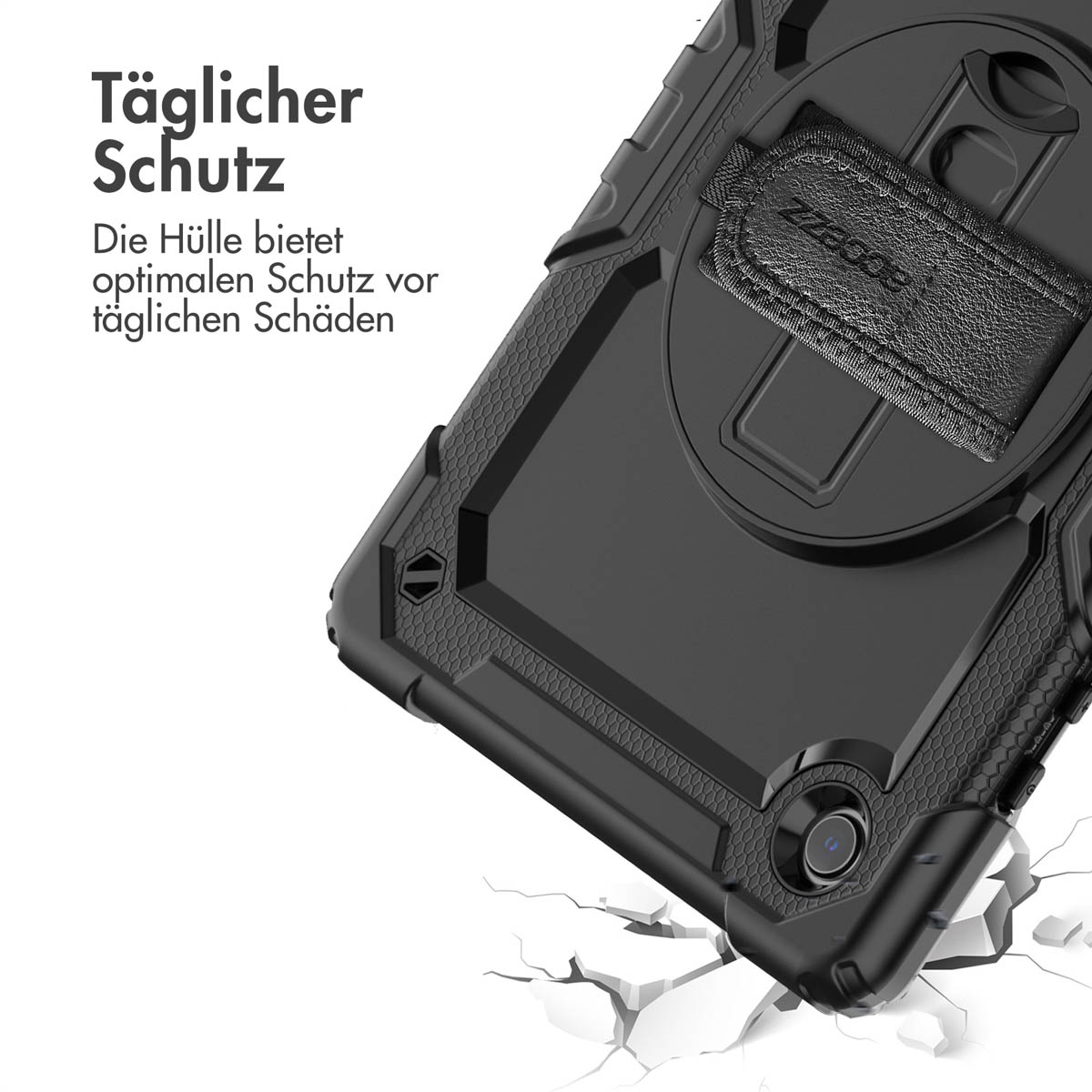 Accezz Rugged Backcover met schouderstrap Samsung Galaxy Tab A8 - Zwart - Afbeelding 5