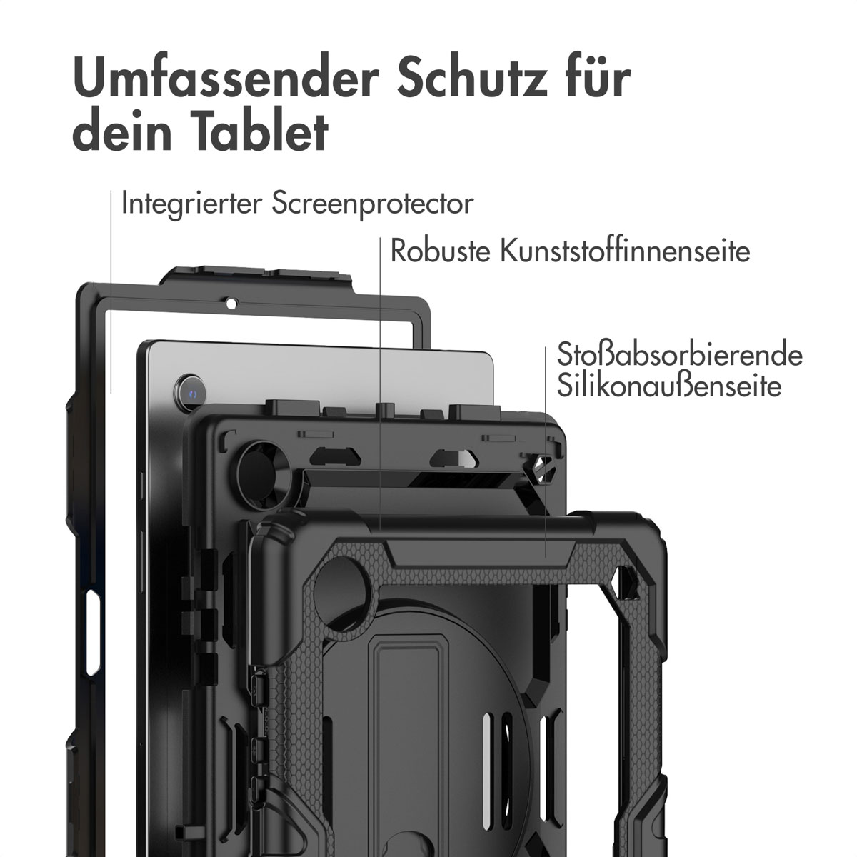 Accezz Rugged Backcover met schouderstrap Samsung Galaxy Tab A8 - Zwart - Afbeelding 8