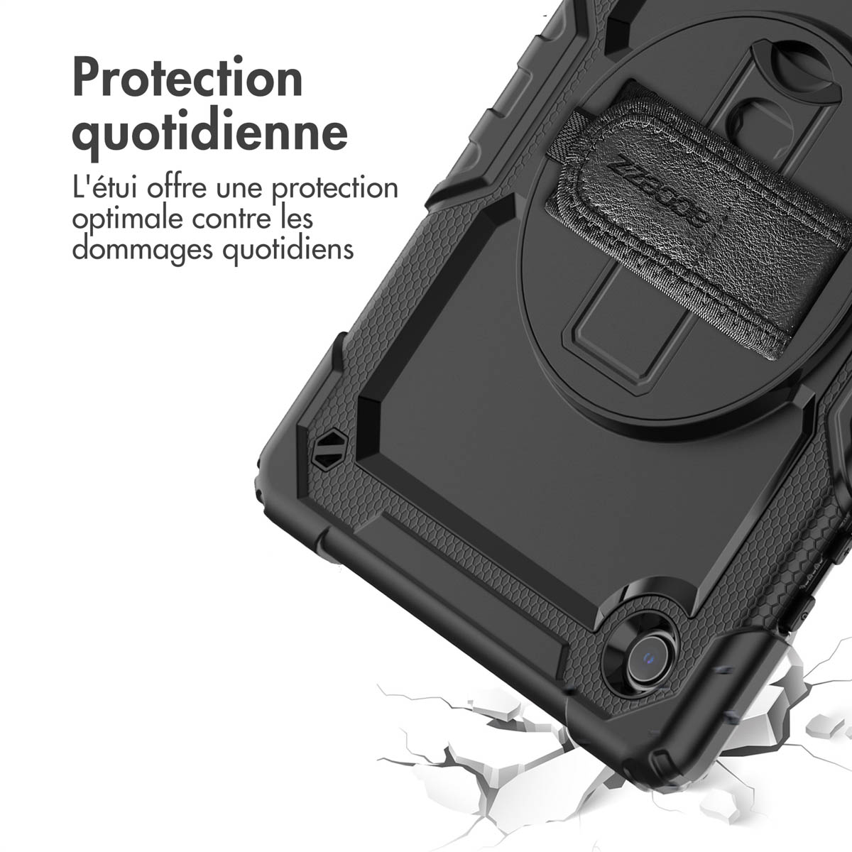 Accezz Rugged Backcover met schouderstrap Samsung Galaxy Tab A8 - Zwart - Afbeelding 4