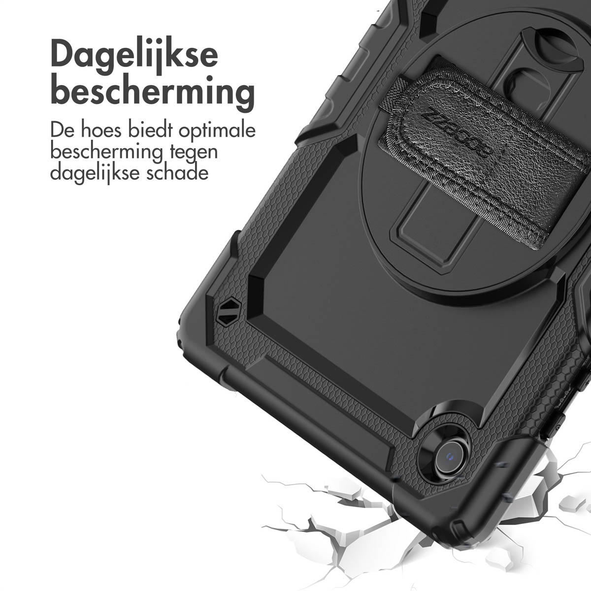 Accezz Rugged Backcover met schouderstrap Samsung Galaxy Tab A8 - Zwart - Afbeelding 6