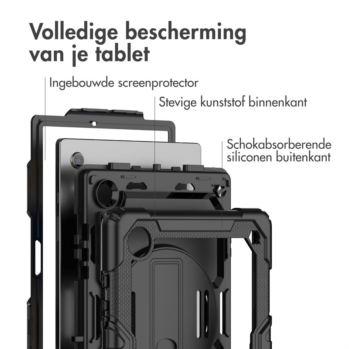 Accezz Rugged Backcover met schouderstrap Samsung Galaxy Tab A8 - Zwart - Afbeelding 9