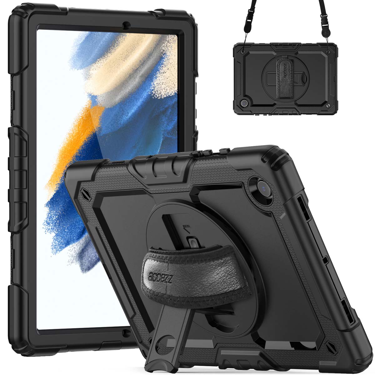 Accezz Rugged Backcover met schouderstrap Samsung Galaxy Tab A8 - Zwart - Afbeelding 2