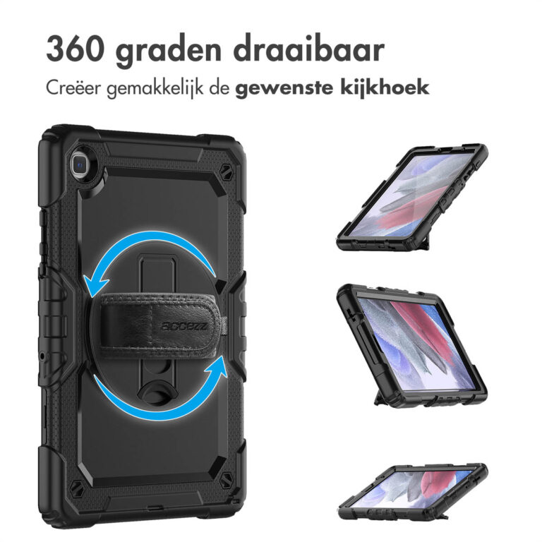 Accezz Rugged Backcover met schouderstrap Samsung Galaxy Tab A7 Lite - Zwart - Afbeelding 4