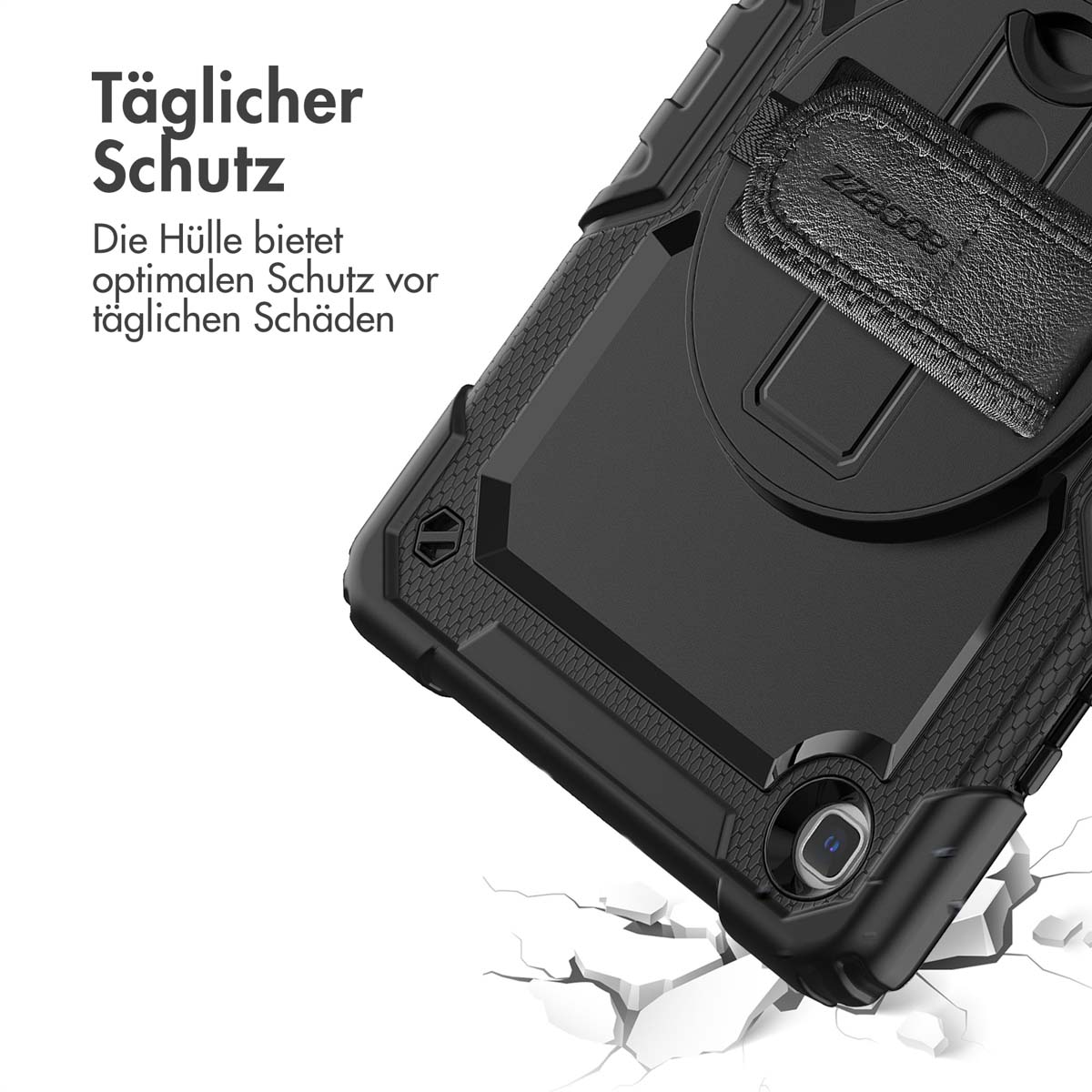 Accezz Rugged Backcover met schouderstrap Samsung Galaxy Tab A7 Lite - Zwart - Afbeelding 5