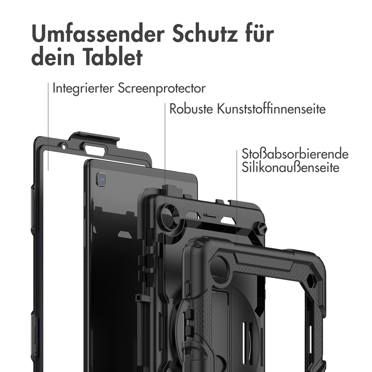 Accezz Rugged Backcover met schouderstrap Samsung Galaxy Tab A7 Lite - Zwart - Afbeelding 8