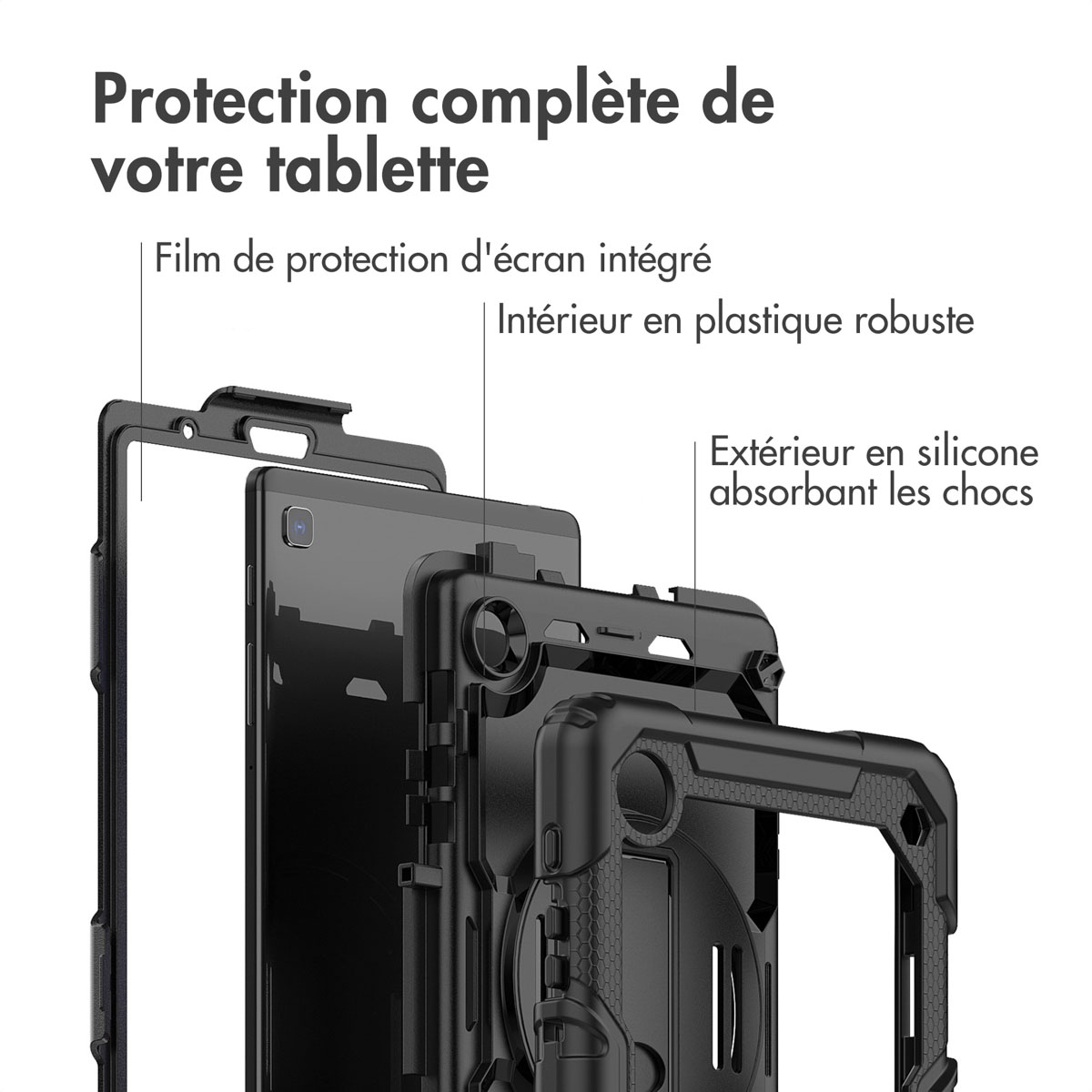 Accezz Rugged Backcover met schouderstrap Samsung Galaxy Tab A7 Lite - Zwart - Afbeelding 7