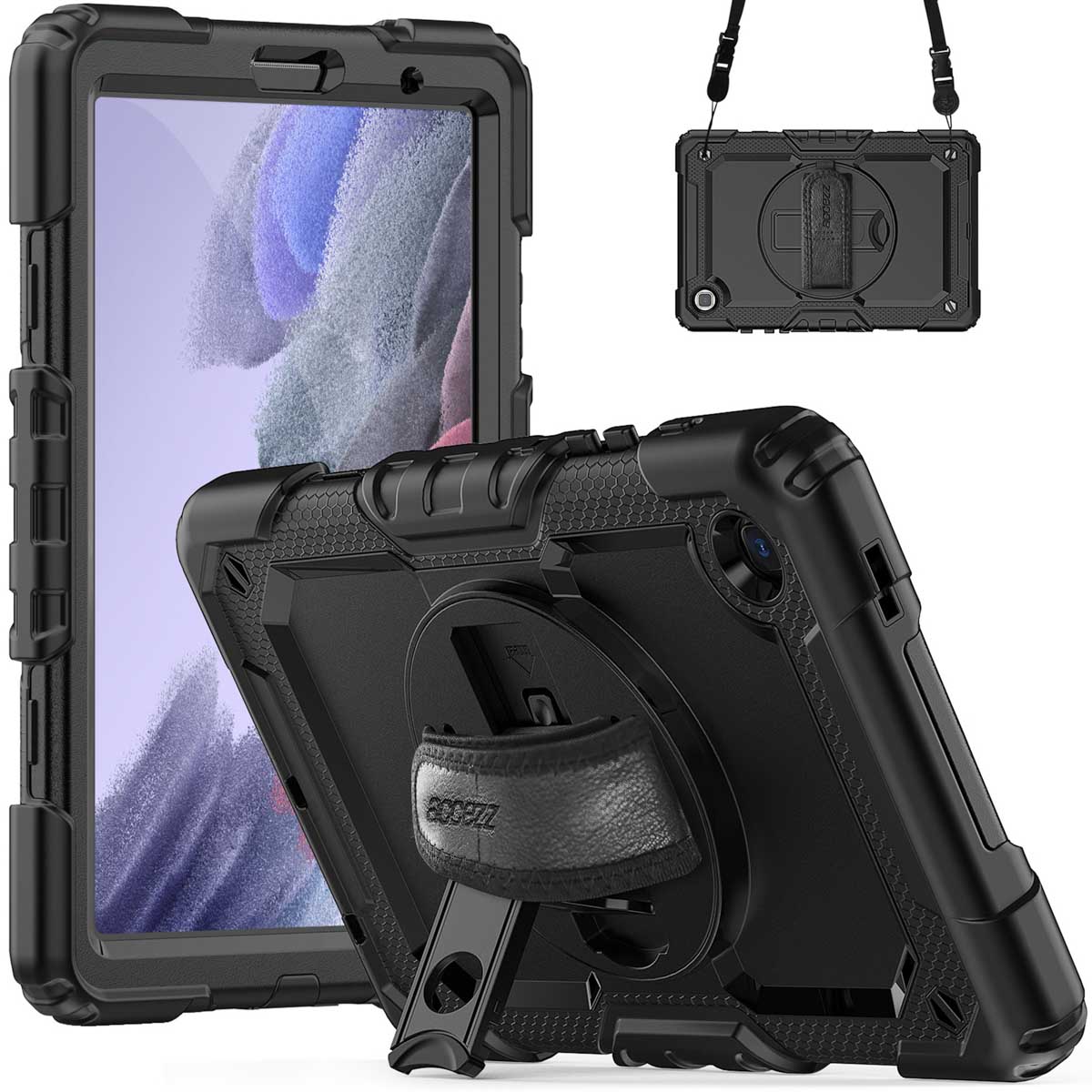 Accezz Rugged Backcover met schouderstrap Samsung Galaxy Tab A7 Lite - Zwart - Afbeelding 2