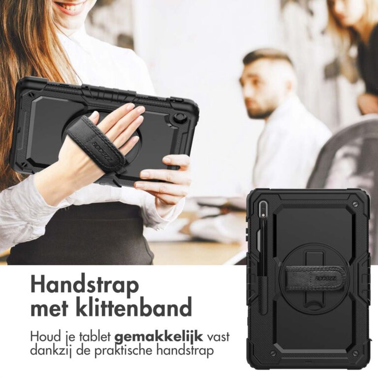 Accezz Rugged Backcover met schouderstrap Samsung Galaxy Tab S8 Plus / S7 Plus / S7 FE - Zwart - Afbeelding 5