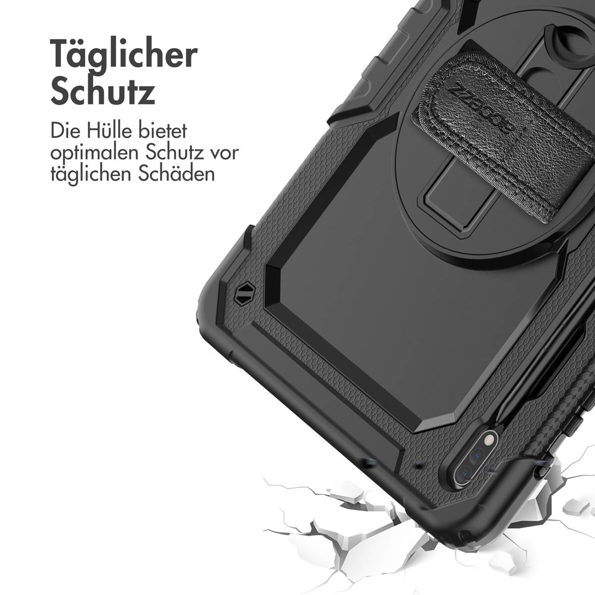 Accezz Rugged Backcover met schouderstrap Samsung Galaxy Tab S8 Plus / S7 Plus / S7 FE 5G - Zwart - Afbeelding 5