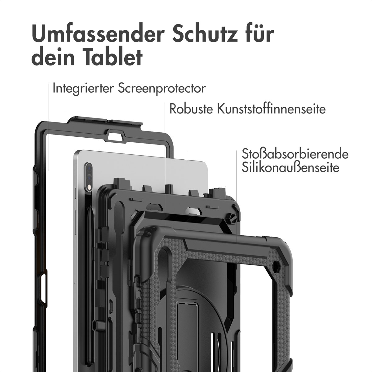 Accezz Rugged Backcover met schouderstrap Samsung Galaxy Tab S8 Plus / S7 Plus / S7 FE 5G - Zwart - Afbeelding 8
