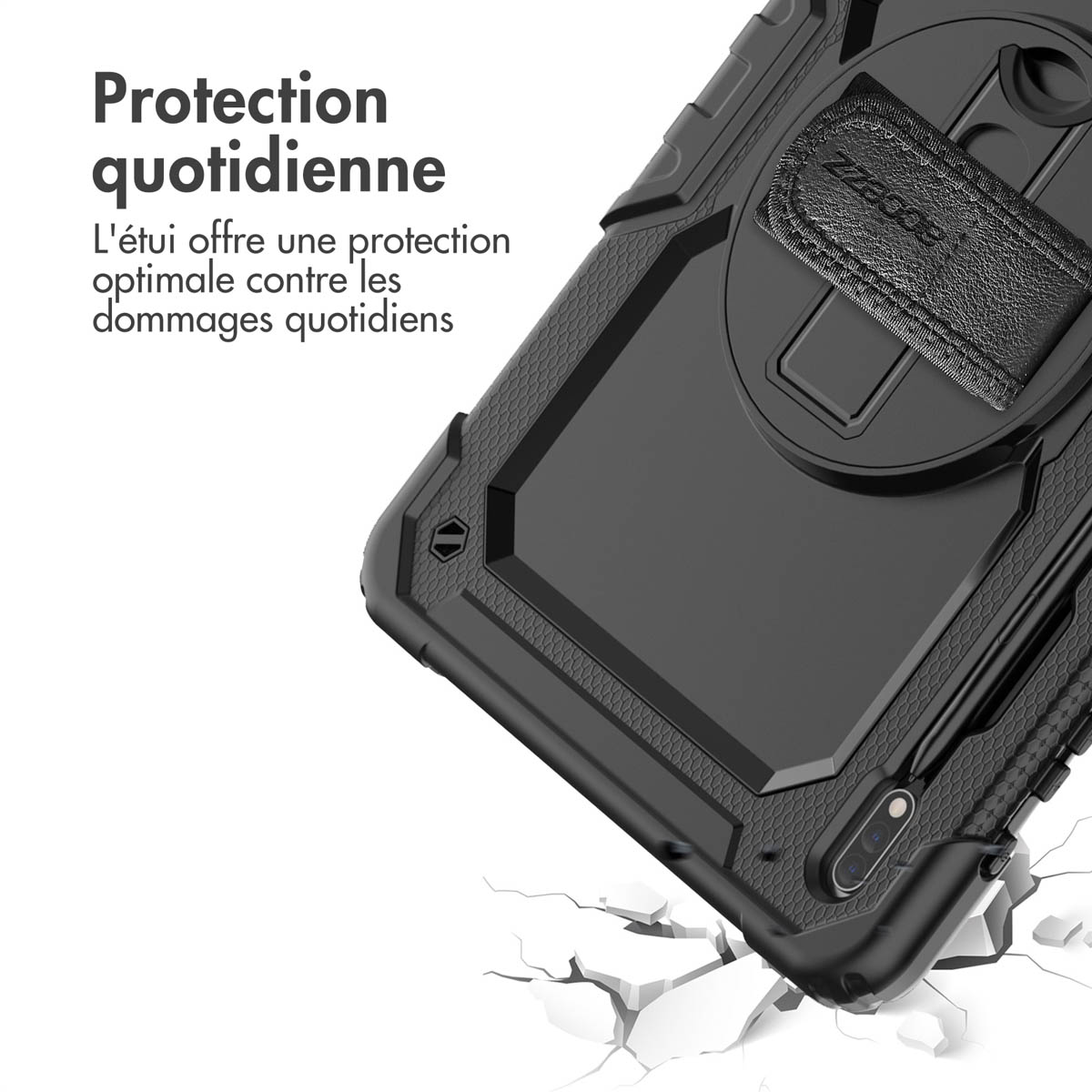 Accezz Rugged Backcover met schouderstrap Samsung Galaxy Tab S8 Plus / S7 Plus / S7 FE 5G - Zwart - Afbeelding 6