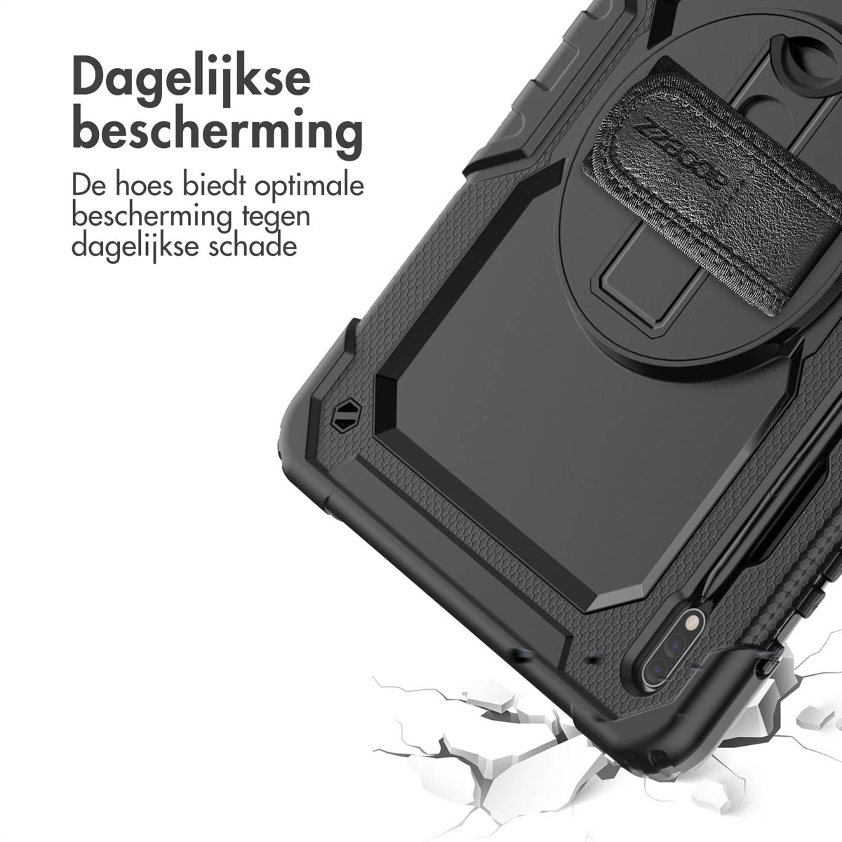 Accezz Rugged Backcover met schouderstrap Samsung Galaxy Tab S8 Plus / S7 Plus / S7 FE 5G - Zwart - Afbeelding 4