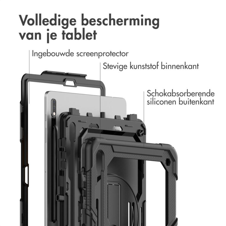 Accezz Rugged Backcover met schouderstrap Samsung Galaxy Tab S8 Plus / S7 Plus / S7 FE - Zwart - Afbeelding 3