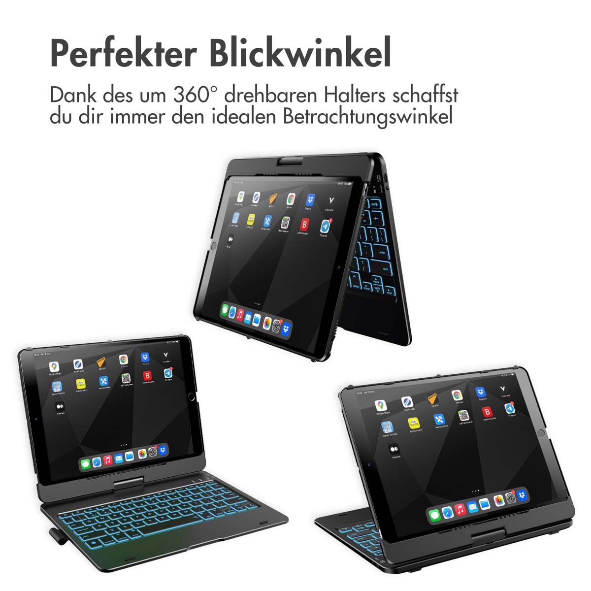 Accezz 360 Slim Keyboard Bookcase QWERTY iPad 10.2 inch (2019/2020/2021) / iPad Pro 10.5 (2017) - Zwart - Afbeelding 4