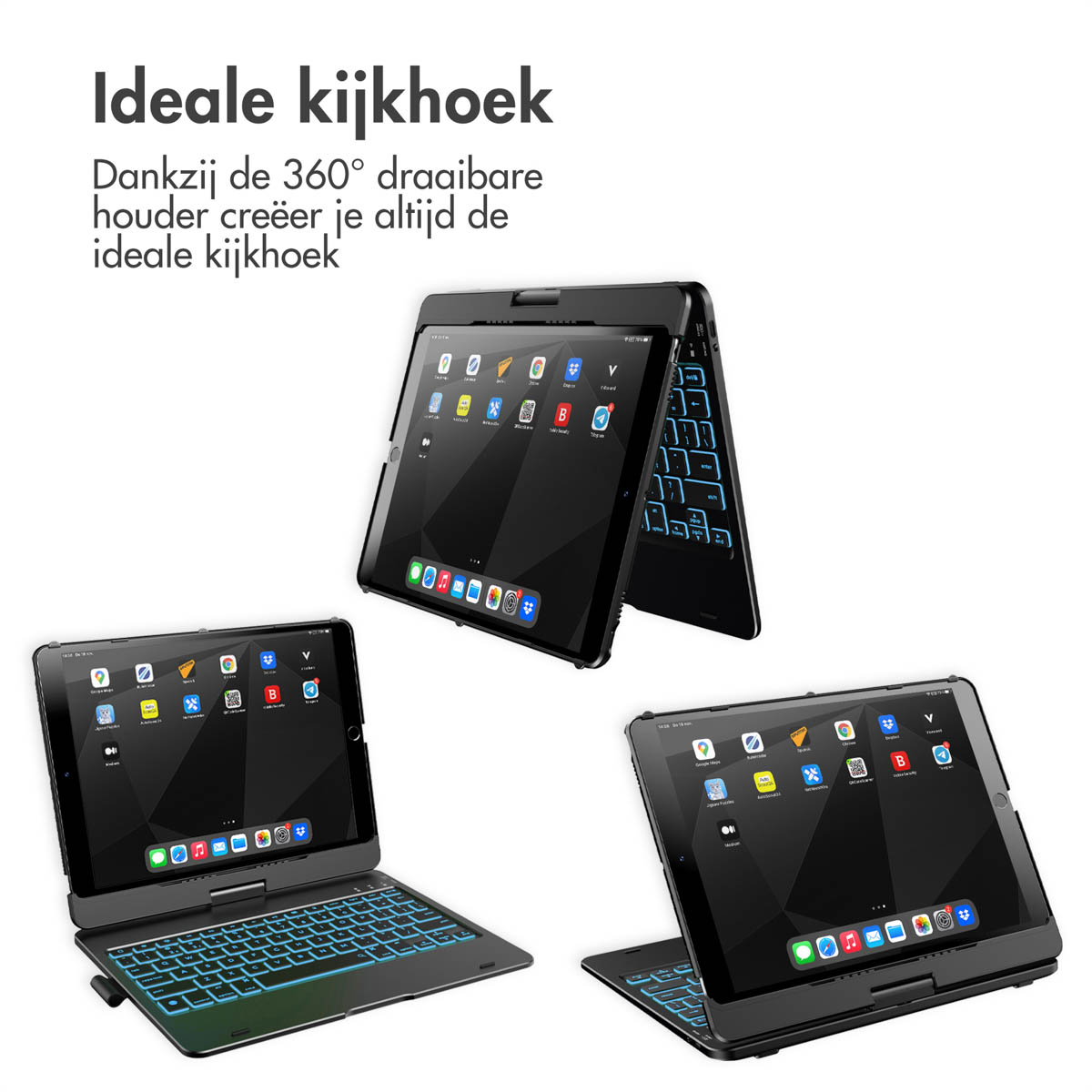 Accezz 360 Slim Keyboard Bookcase QWERTY iPad 10.2 inch (2019/2020/2021) / iPad Pro 10.5 (2017) - Zwart - Afbeelding 4