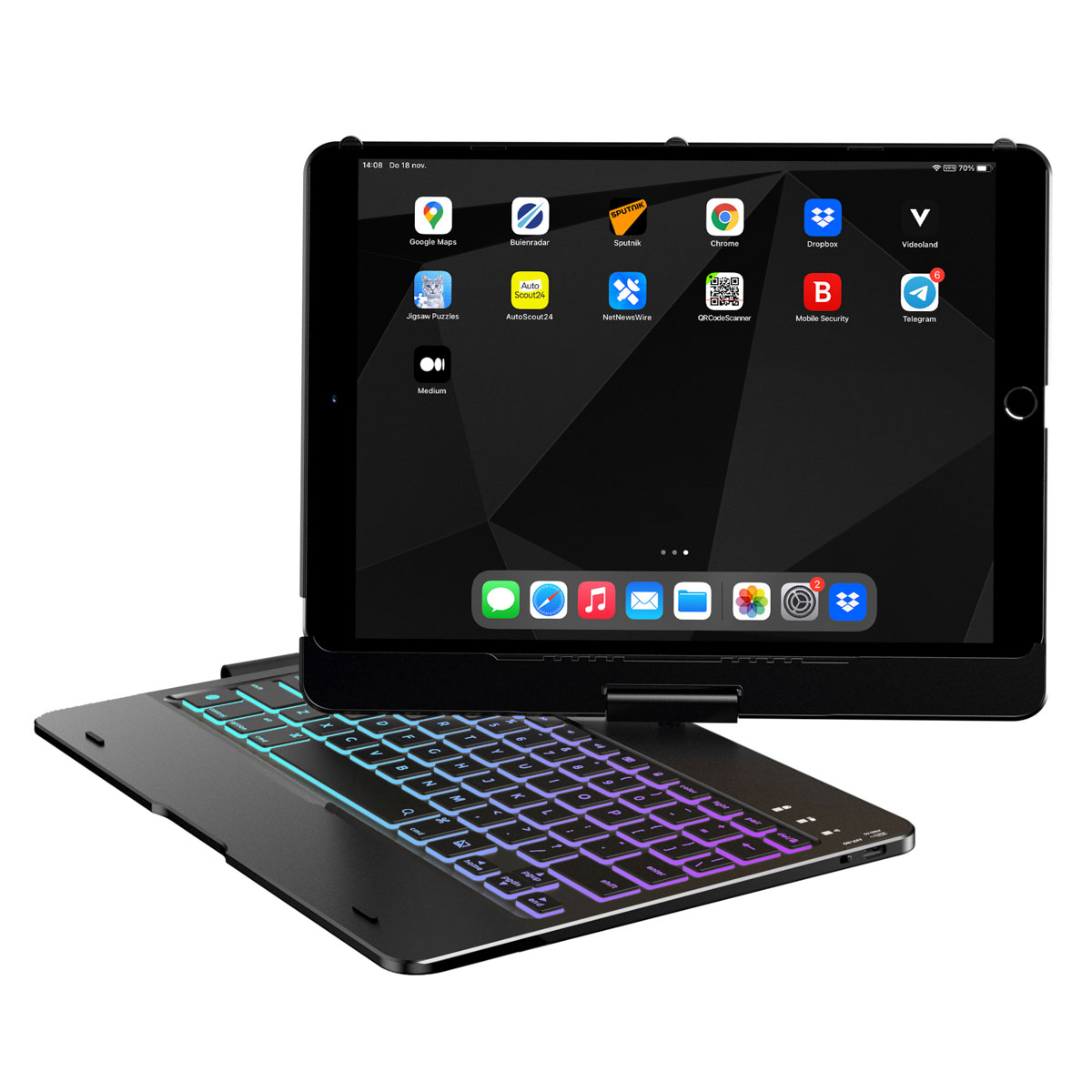 Accezz 360 Slim Keyboard Bookcase QWERTY iPad 10.2 inch (2019/2020/2021) / iPad Pro 10.5 (2017) - Zwart - Afbeelding 2