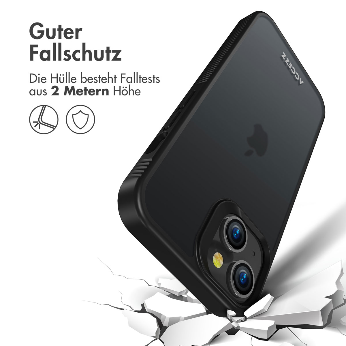Accezz Rugged Frosted Backcover Apple iPhone 14 - Zwart - Afbeelding 10