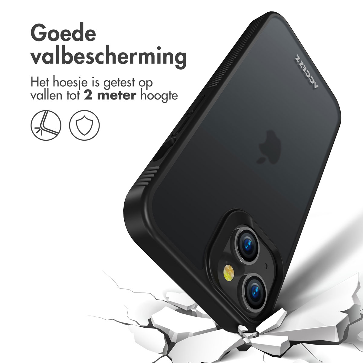 Accezz Rugged Frosted Backcover Apple iPhone 14 - Zwart - Afbeelding 3