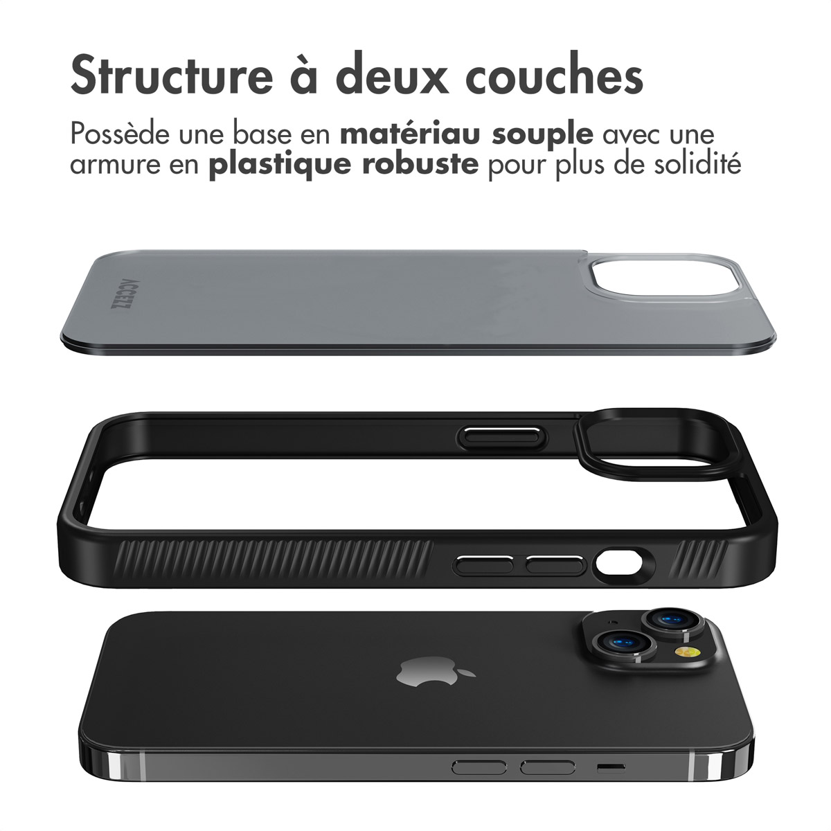 Accezz Rugged Frosted Backcover Apple iPhone 14 - Zwart - Afbeelding 9