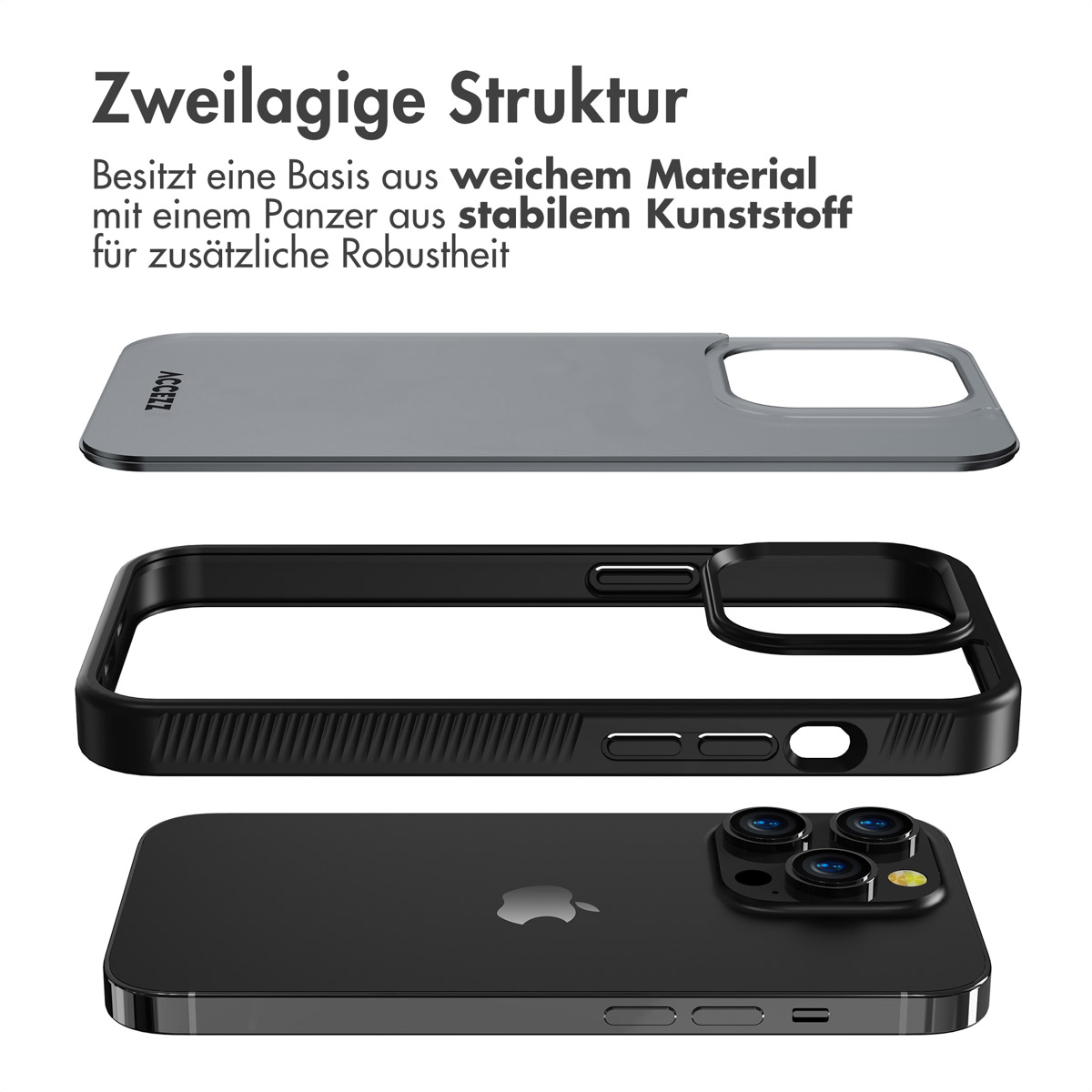 Accezz Rugged Frosted Backcover Apple iPhone 14 Pro - Zwart - Afbeelding 5