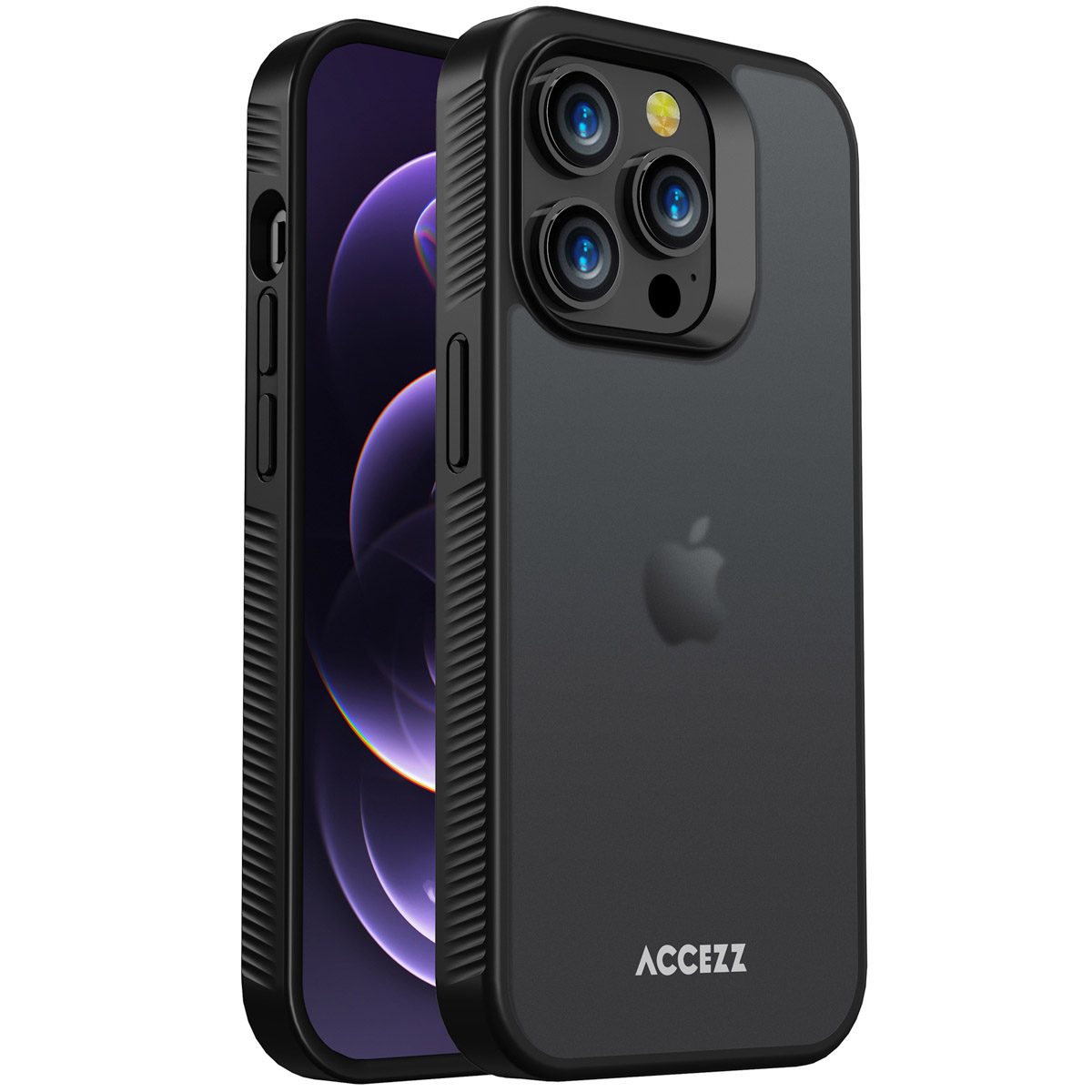 Accezz Rugged Frosted Backcover Apple iPhone 14 Pro - Zwart - Afbeelding 2