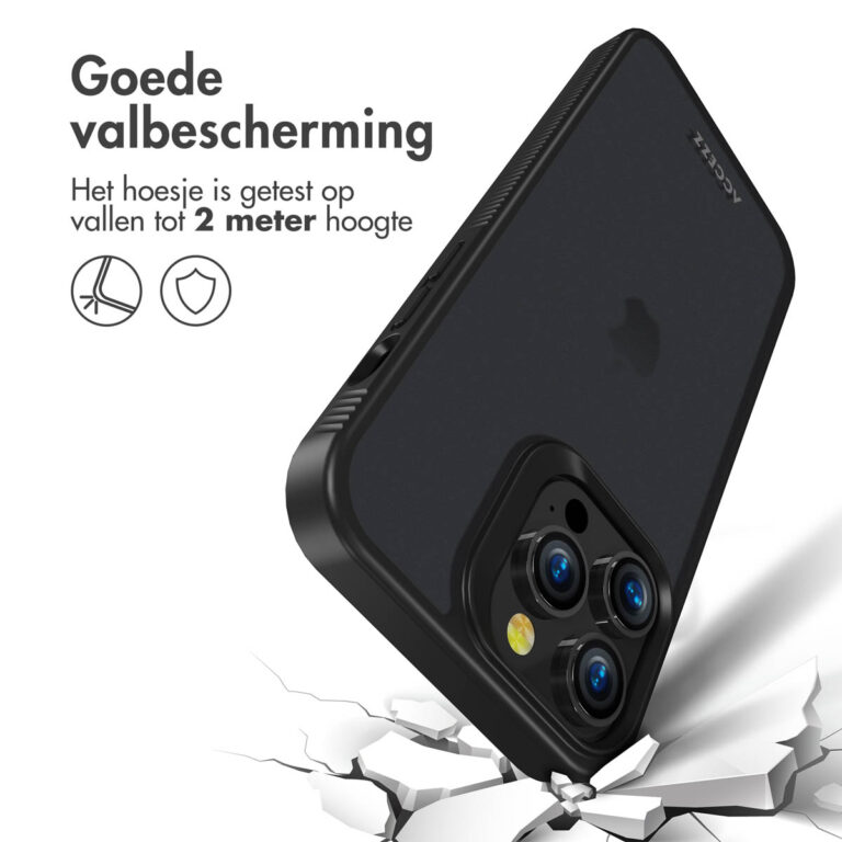Accezz Rugged Frosted Backcover Apple iPhone 14 Pro Max - Zwart - Afbeelding 10