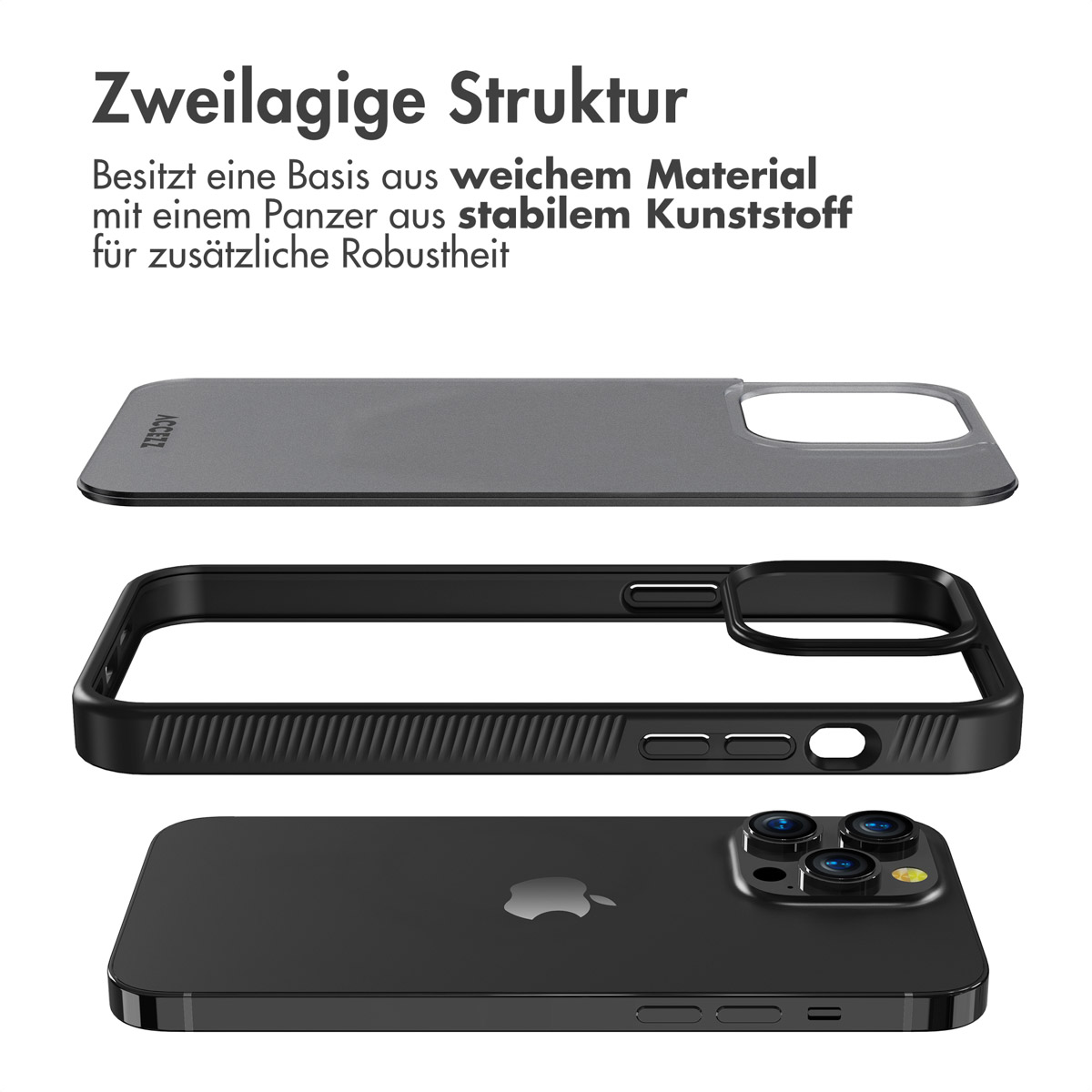Accezz Rugged Frosted Backcover Apple iPhone 14 Pro Max - Zwart - Afbeelding 8