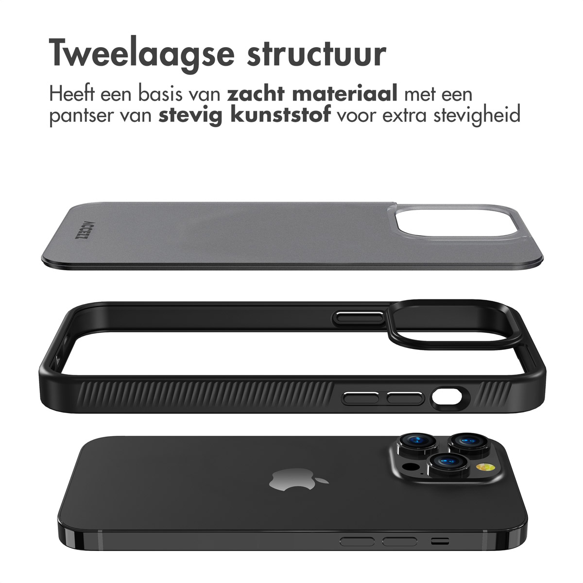 Accezz Rugged Frosted Backcover Apple iPhone 14 Pro Max - Zwart - Afbeelding 6