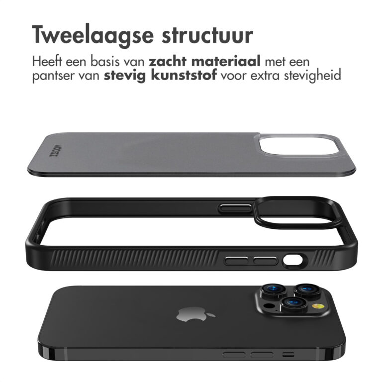 Accezz Rugged Frosted Backcover Apple iPhone 14 Pro Max - Zwart - Afbeelding 2