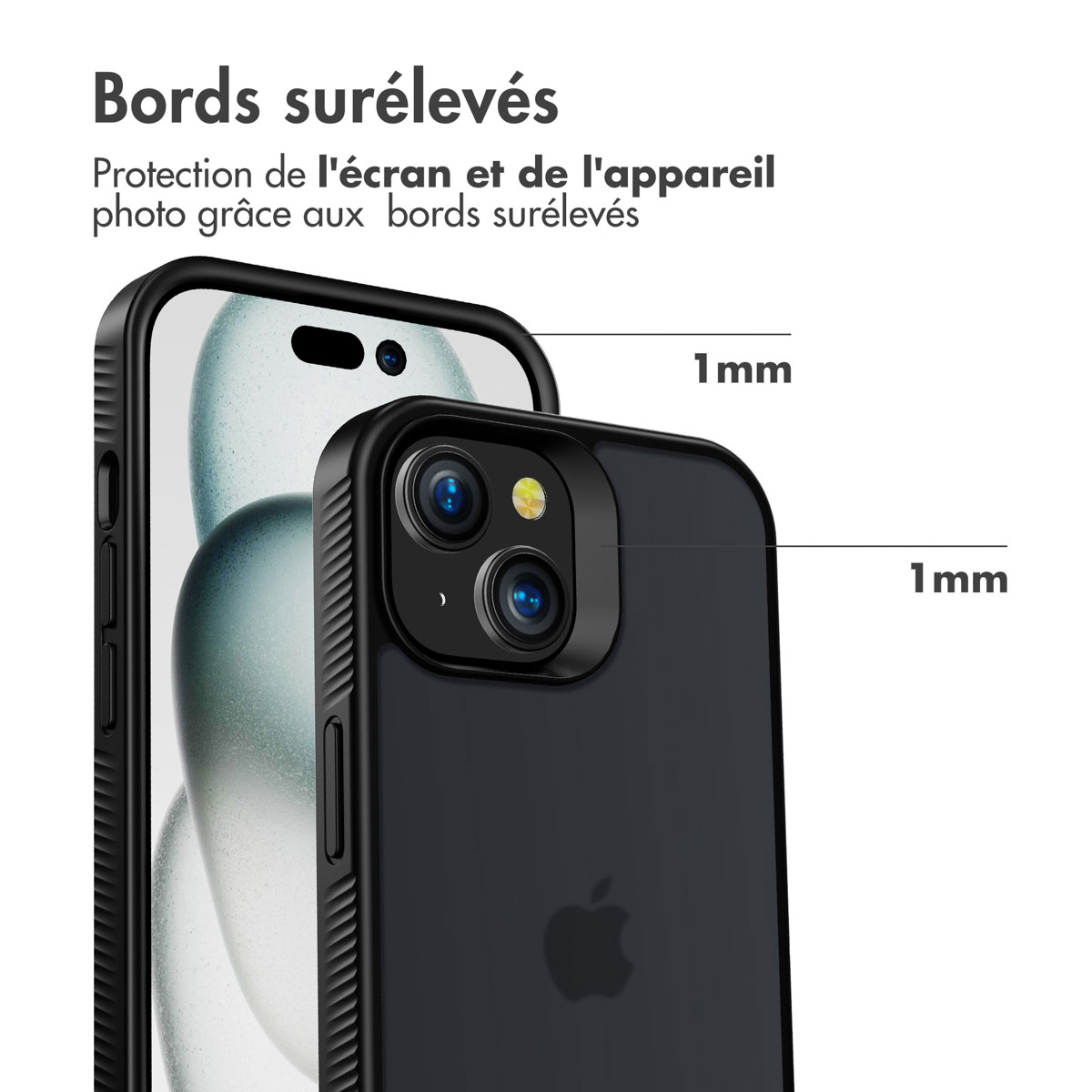 Accezz Rugged Frosted Backcover Apple iPhone 15 - Zwart - Afbeelding 6