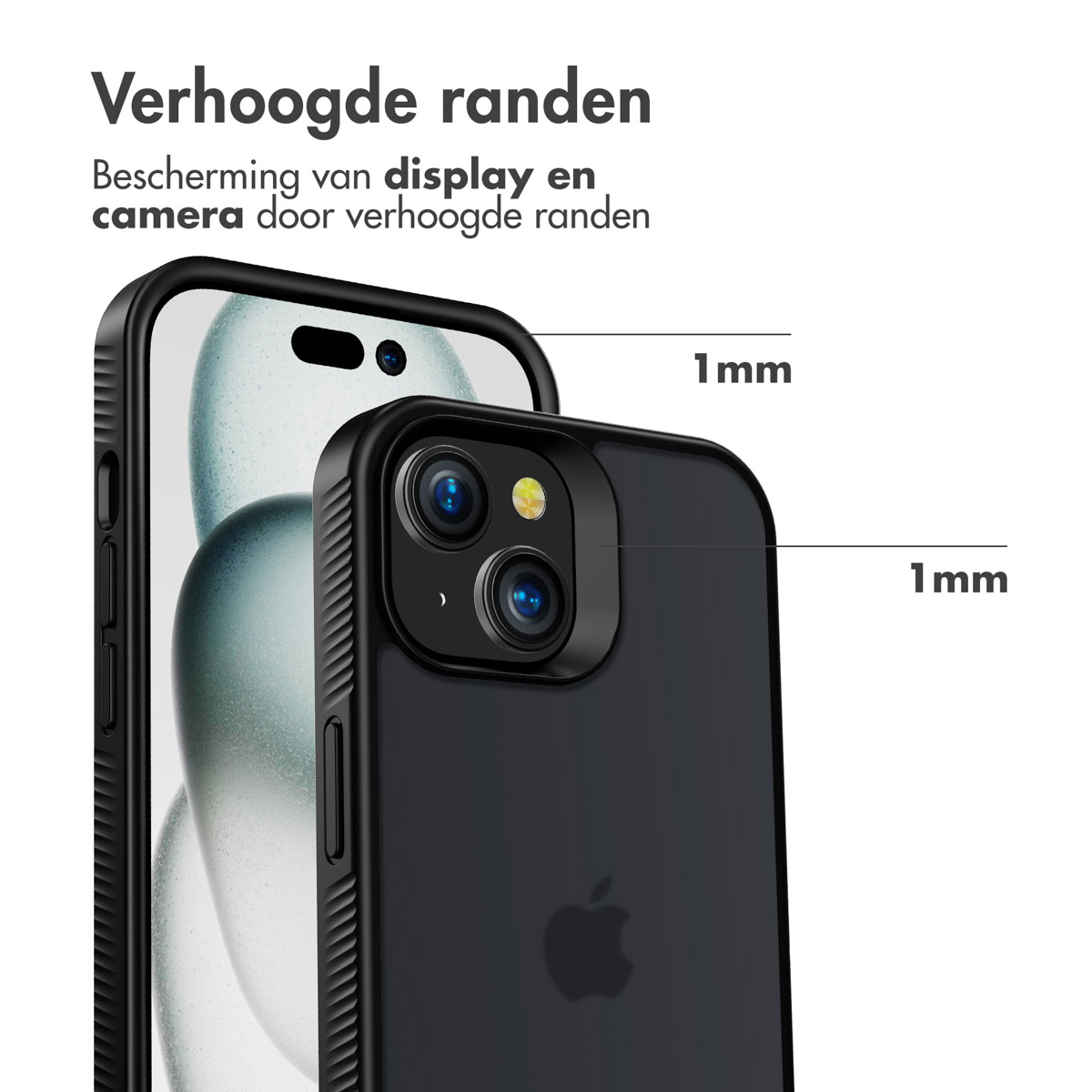 Accezz Rugged Frosted Backcover Apple iPhone 15 - Zwart - Afbeelding 3