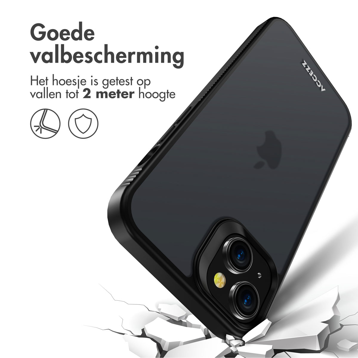 Accezz Rugged Frosted Backcover Apple iPhone 15 Plus - Zwart - Afbeelding 2