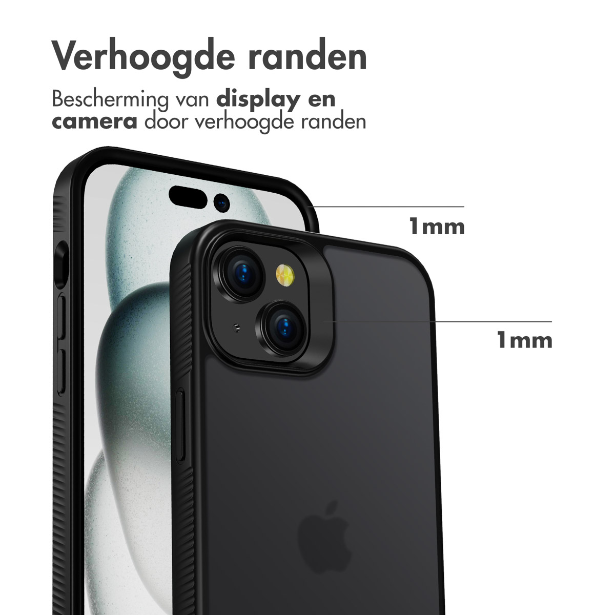 Accezz Rugged Frosted Backcover Apple iPhone 15 Plus - Zwart - Afbeelding 3