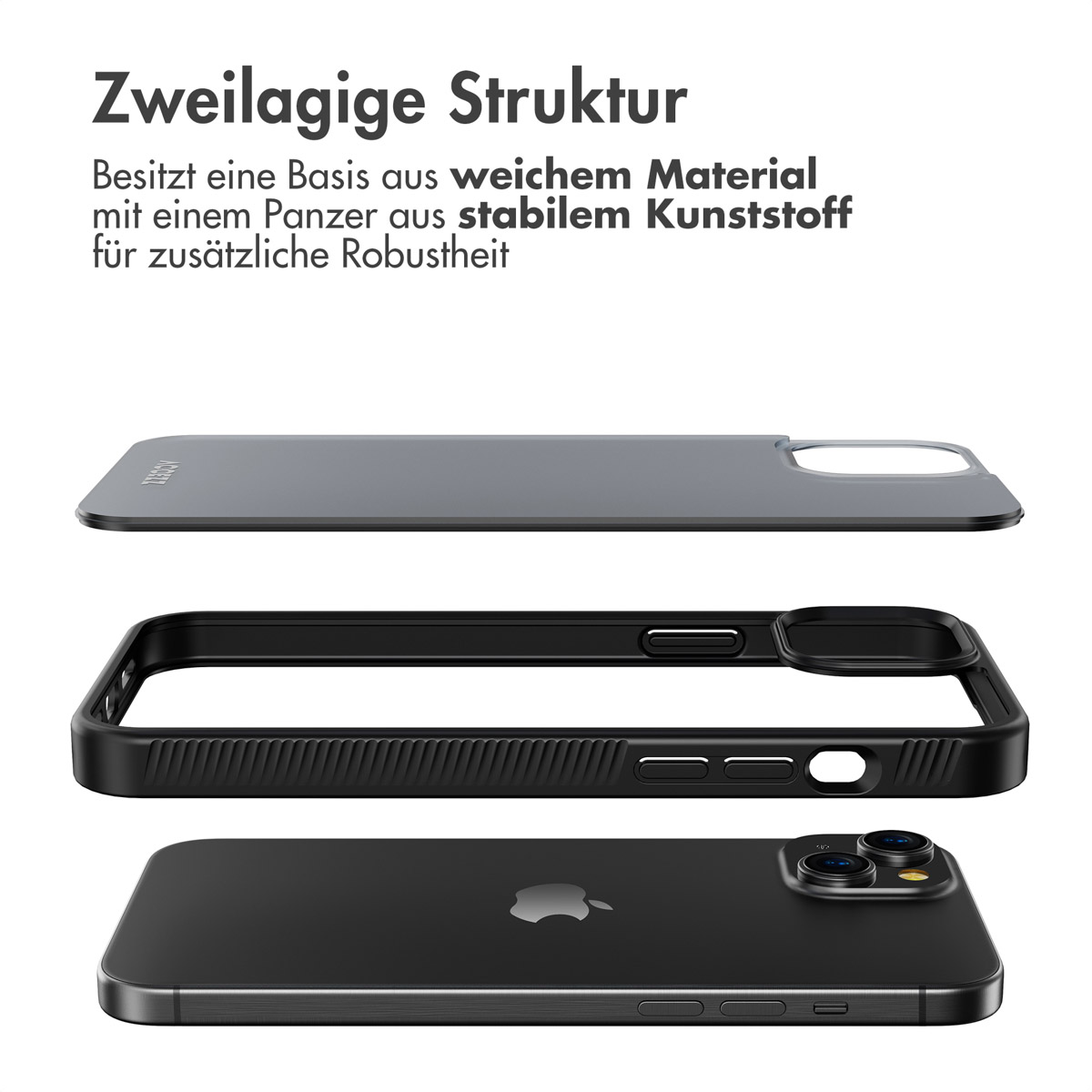 Accezz Rugged Frosted Backcover Apple iPhone 15 Plus - Zwart - Afbeelding 8