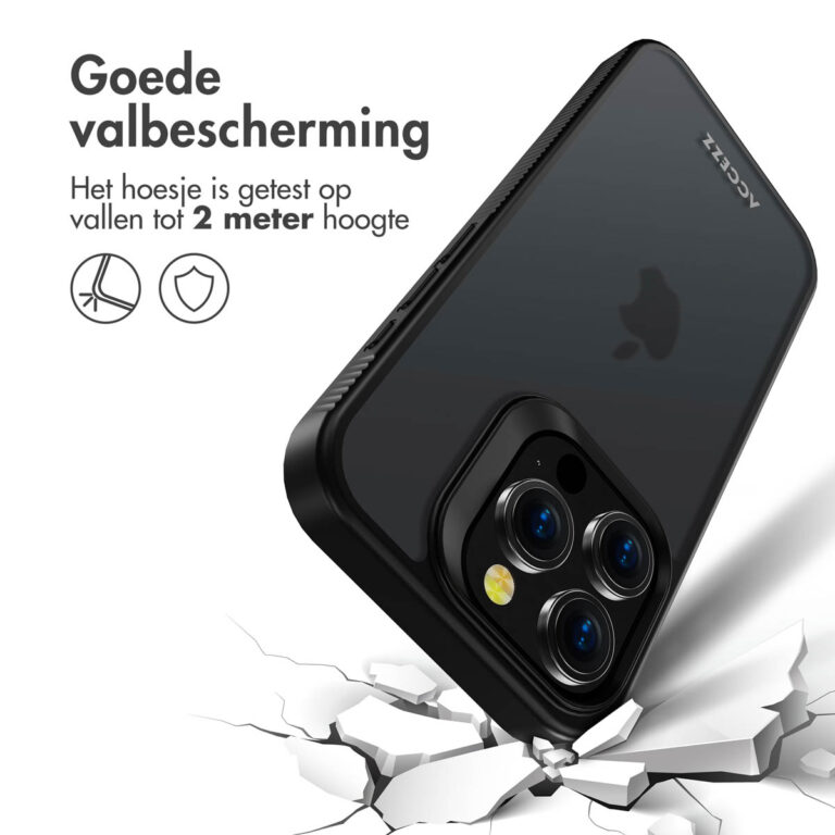 Accezz Rugged Frosted Backcover Apple iPhone 15 Pro - Zwart - Afbeelding 10