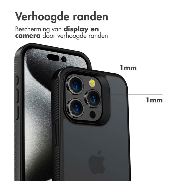 Accezz Rugged Frosted Backcover Apple iPhone 15 Pro - Zwart - Afbeelding 3