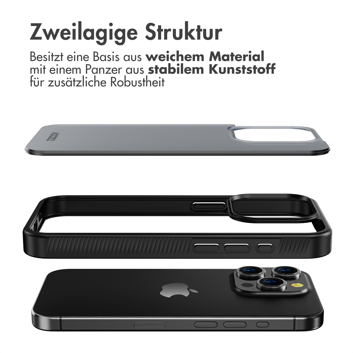 Accezz Rugged Frosted Backcover Apple iPhone 15 Pro - Zwart - Afbeelding 8