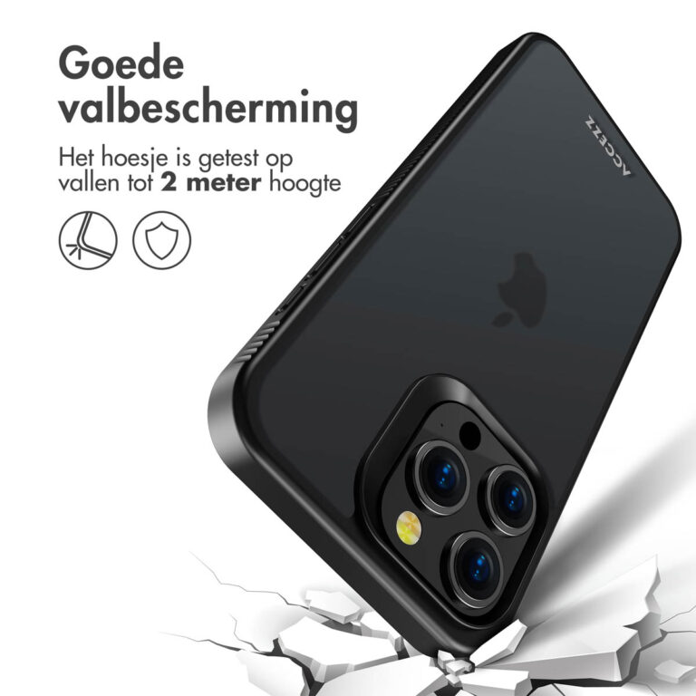 Accezz Rugged Frosted Backcover Apple iPhone 15 Pro Max - Zwart - Afbeelding 10